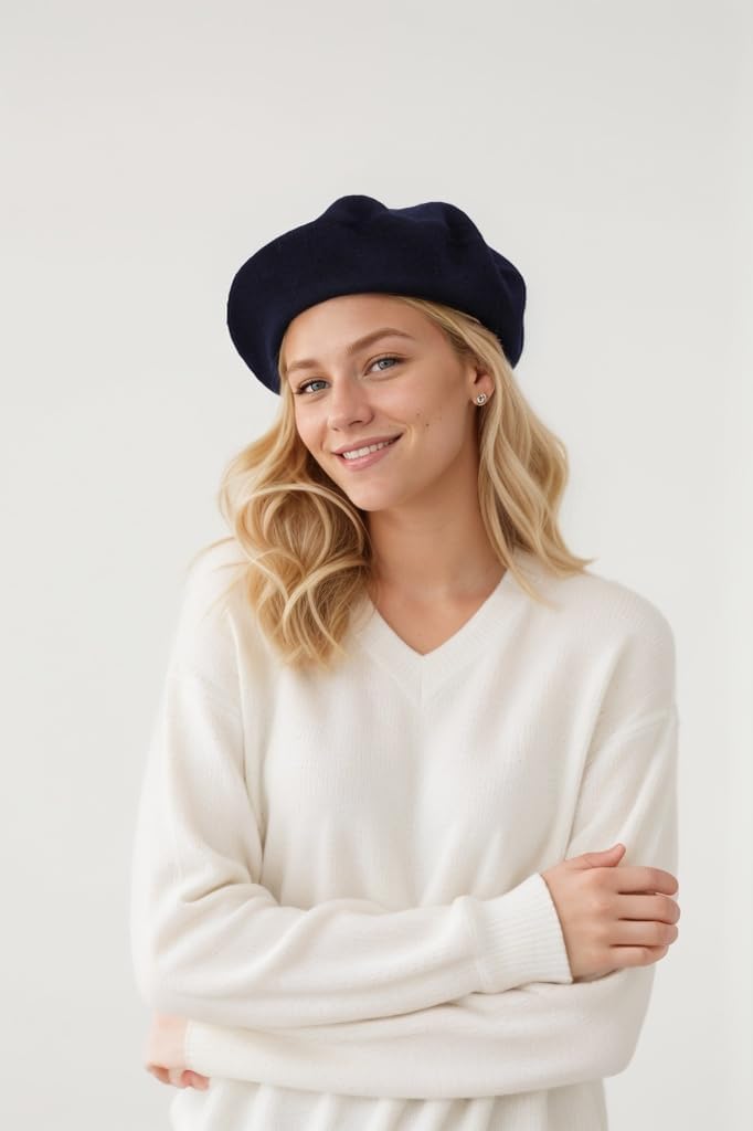 EGANO Women's ​​Beret Hats​​ - French Wool Blend Winter Cap, 70% Wool All-Season Soft ​​Beret Hats for Women​​ (Multi-Color)​ - Image 3